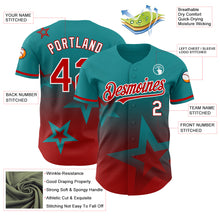 Load image into Gallery viewer, Custom Teal Red-White 3D Pattern Design Gradient Style Twinkle Star Authentic Baseball Jersey
