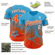 Load image into Gallery viewer, Custom Sky Blue Orange-White 3D Pattern Design Gradient Style Twinkle Star Authentic Baseball Jersey
