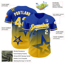 Load image into Gallery viewer, Custom Thunder Blue Yellow-White 3D Pattern Design Gradient Style Twinkle Star Authentic Baseball Jersey
