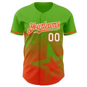 Custom Aurora Green Orange-White 3D Pattern Design Gradient Style Twinkle Star Authentic Baseball Jersey