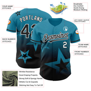 Custom Panther Blue Black-White 3D Pattern Design Gradient Style Twinkle Star Authentic Baseball Jersey