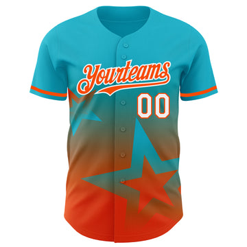Custom Lakes Blue Orange-White 3D Pattern Design Gradient Style Twinkle Star Authentic Baseball Jersey