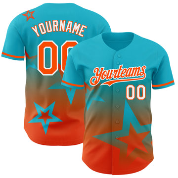 Custom Lakes Blue Orange-White 3D Pattern Design Gradient Style Twinkle Star Authentic Baseball Jersey