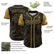 Load image into Gallery viewer, Custom Black Old Gold 3D Pattern Design Abstract Splatter Ink Authentic Baseball Jersey
