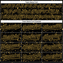 Load image into Gallery viewer, Custom Black Old Gold 3D Pattern Design Abstract Splatter Ink Authentic Baseball Jersey
