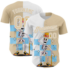 Load image into Gallery viewer, Custom City Cream White 3D Pattern Design Rave Skeleton Authentic Baseball Jersey
