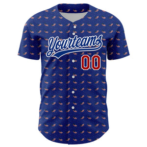 Custom Thunder Blue Red-Royal 3D American Flag Authentic Baseball Jersey