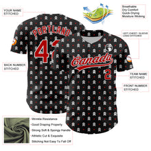 Load image into Gallery viewer, Custom Black Red-White 3D Gothic Style Skull Authentic Baseball Jersey
