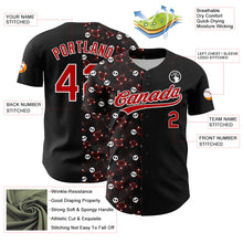 Load image into Gallery viewer, Custom Black Red-White 3D Gothic Style Skull Authentic Baseball Jersey
