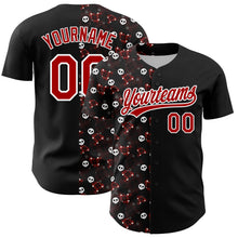 Load image into Gallery viewer, Custom Black Red-White 3D Gothic Style Skull Authentic Baseball Jersey
