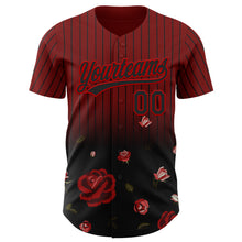 Load image into Gallery viewer, Custom Crimson Black-Red 3D Pattern Design Gothic Style Rose Authentic Baseball Jersey
