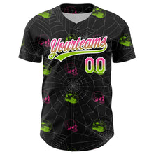 Load image into Gallery viewer, Custom Black Pink-Neon Green 3D Gothic Style Fluorescence Skull Authentic Baseball Jersey
