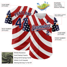 Load image into Gallery viewer, Custom White Navy-Red 3D American Flag Authentic Baseball Jersey
