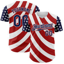 Load image into Gallery viewer, Custom White Navy-Red 3D American Flag Authentic Baseball Jersey
