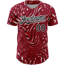 Load image into Gallery viewer, Custom Crimson Black-White 3D Pattern Design Abstract Fluid Authentic Baseball Jersey
