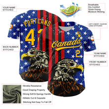 Load image into Gallery viewer, Custom Navy Gold-Red 3D American Flag Eagle And Star Authentic Baseball Jersey
