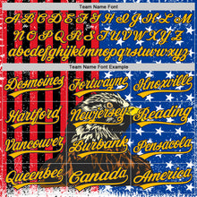 Load image into Gallery viewer, Custom Navy Gold-Red 3D American Flag Eagle And Star Authentic Baseball Jersey
