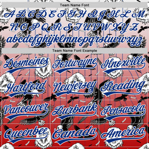 Custom Red Royal-White 3D Pattern Design American Eagle Authentic Baseball Jersey