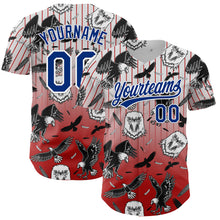 Load image into Gallery viewer, Custom Red Royal-White 3D Pattern Design American Eagle Authentic Baseball Jersey
