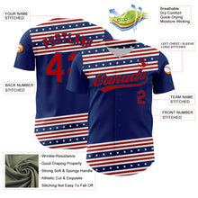 Load image into Gallery viewer, Custom US Navy Blue Red 3D American Flag And Star Authentic Baseball Jersey
