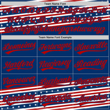 Load image into Gallery viewer, Custom US Navy Blue Red 3D American Flag And Star Authentic Baseball Jersey
