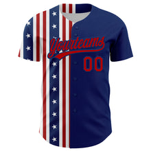 Load image into Gallery viewer, Custom US Navy Blue Red 3D American Flag And Star Authentic Baseball Jersey
