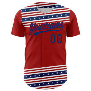 Custom Red US Navy Blue 3D American Flag And Star Authentic Baseball Jersey