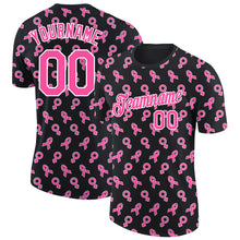 Load image into Gallery viewer, Custom Black Pink-White 3D Pink Ribbon Breast Cancer Performance T-Shirt
