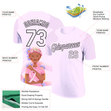 Load image into Gallery viewer, Custom Light Purple Black 3D Pink Ribbon Breast Cancer Performance T-Shirt
