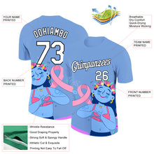 Load image into Gallery viewer, Custom Light Blue White-Black 3D Pink Ribbon Breast Cancer Performance T-Shirt
