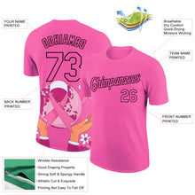 Load image into Gallery viewer, Custom Pink Black 3D Pink Ribbon Breast Cancer Performance T-Shirt
