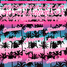 Load image into Gallery viewer, Custom Teal Pink-White 3D Pattern Design Hawaii Palm Trees Performance T-Shirt
