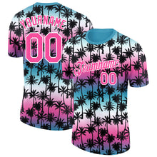 Load image into Gallery viewer, Custom Teal Pink-White 3D Pattern Design Hawaii Palm Trees Performance T-Shirt
