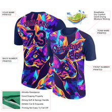 Load image into Gallery viewer, Custom Navy Pink 3D Pattern Design Rave Animal Cat Performance T-Shirt
