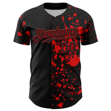 Load image into Gallery viewer, Custom Black Red 3D Pattern Design Rave Halloween Skull Authentic Baseball Jersey
