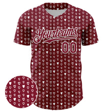 Load image into Gallery viewer, Custom Crimson White 3D Pattern Design Hearts Authentic Baseball Jersey
