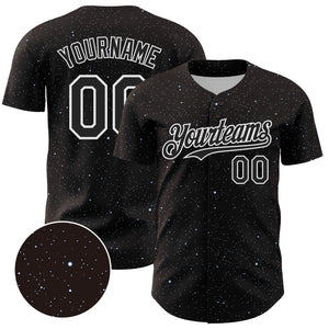 Custom Black White 3D Pattern Design Starry Sky Authentic Baseball Jersey