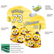 Load image into Gallery viewer, Custom Yellow White-Black 3D Pattern Design Smile Emoji Performance T-Shirt
