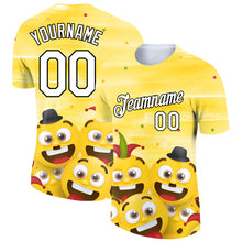 Load image into Gallery viewer, Custom Yellow White-Black 3D Pattern Design Smile Emoji Performance T-Shirt
