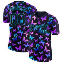 Load image into Gallery viewer, Custom Black Lakes Blue 3D Pattern Design Butterfly Performance T-Shirt
