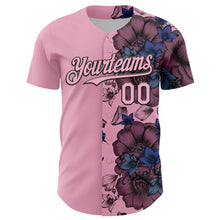 Load image into Gallery viewer, Custom Light Pink Black 3D Pattern Design Vintage Tattoos Authentic Baseball Jersey
