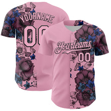 Load image into Gallery viewer, Custom Light Pink Black 3D Pattern Design Vintage Tattoos Authentic Baseball Jersey
