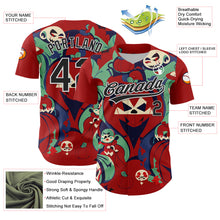 Load image into Gallery viewer, Custom Red Black-White 3D Halloween Authentic Baseball Jersey
