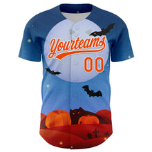 Load image into Gallery viewer, Custom Blue Orange-White 3D Halloween Authentic Baseball Jersey
