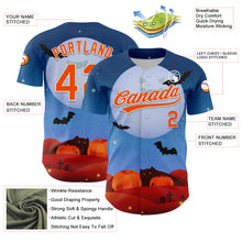 Load image into Gallery viewer, Custom Blue Orange-White 3D Halloween Authentic Baseball Jersey
