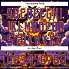 Load image into Gallery viewer, Custom Purple Bay Orange 3D Halloween Authentic Baseball Jersey
