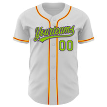 Load image into Gallery viewer, Custom White Neon Green Purple Gold-Red 3D Halloween Authentic Baseball Jersey
