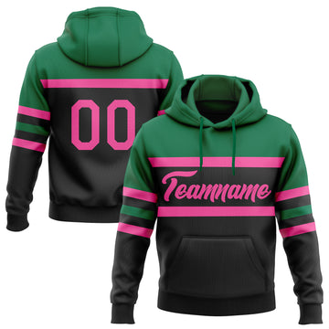 Custom Stitched Black Pink-Kelly Green Line Sports Pullover Sweatshirt Hoodie