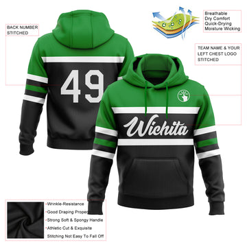 Custom Stitched Black White-Grass Green Line Sports Pullover Sweatshirt Hoodie