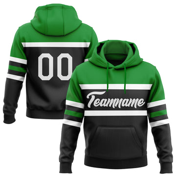 Custom Stitched Black White-Grass Green Line Sports Pullover Sweatshirt Hoodie